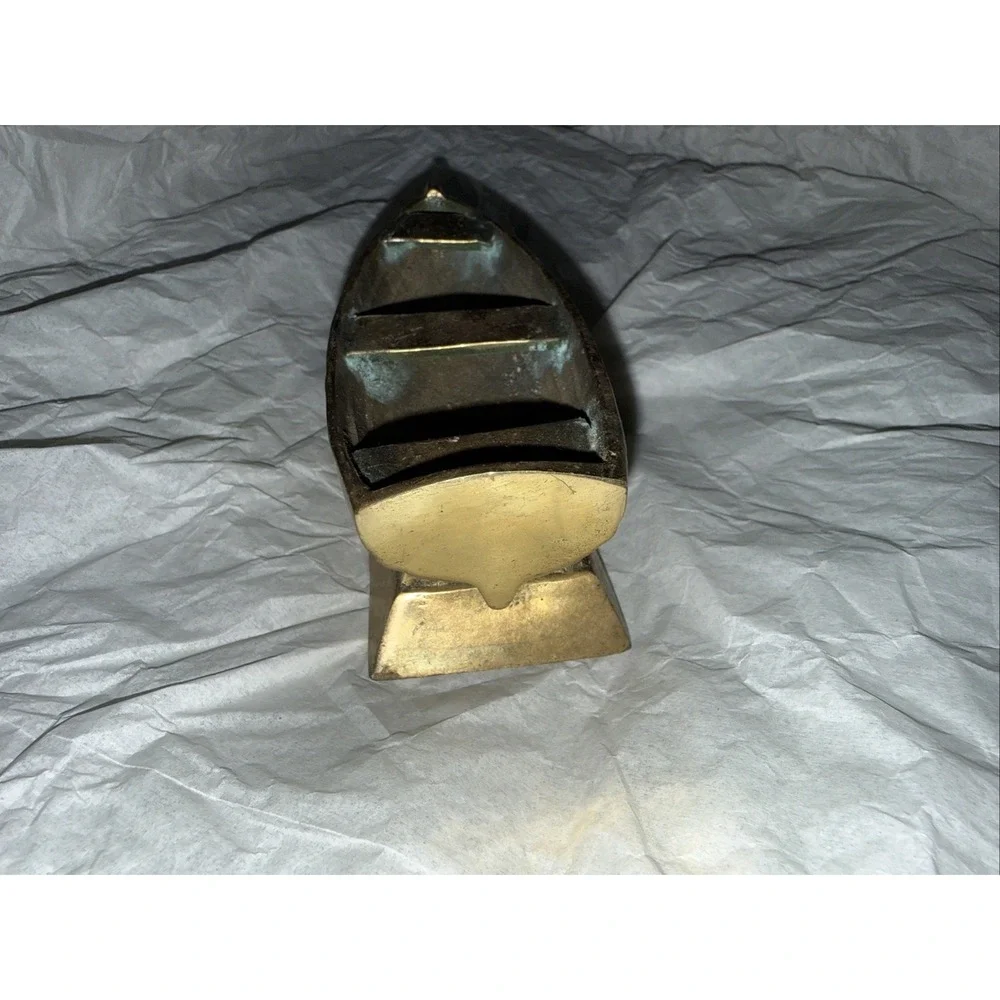 Vintage Brass Fishing Boat Ashtray Coin Tray Philadelphia Manufacturing Co